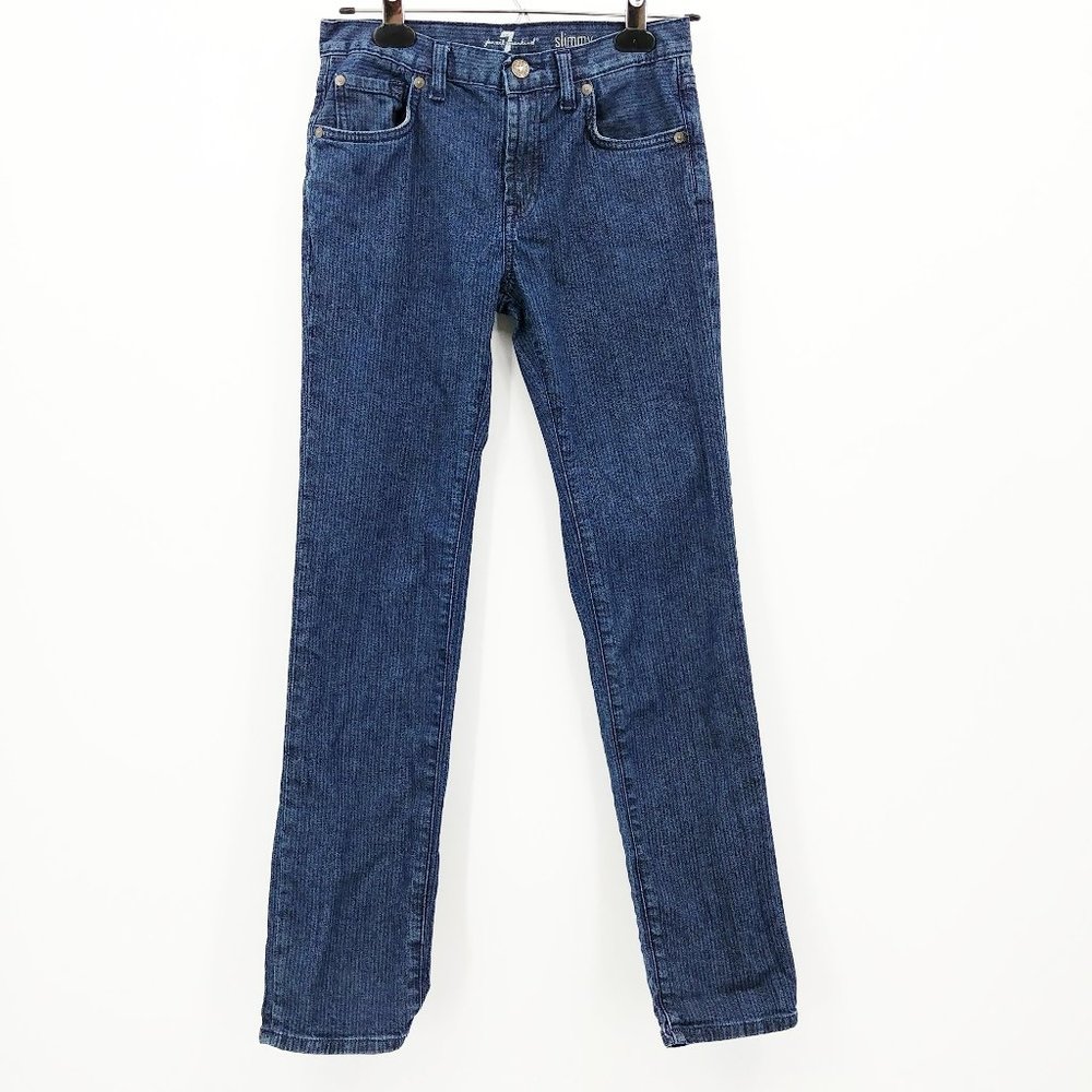 7FAM Girl's Slimmy Blue Railroad Pinstripe Jeans